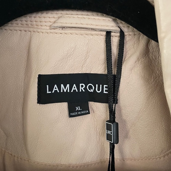 Lamarque Donna Leather Biker Jacket in Ballet Pink Size XL - Picture 4 of 16